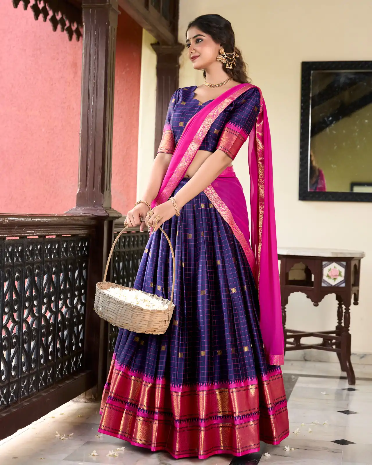 LNB 2050 Navy Blue Color Graceful Cotton Silk Weaving Paithani Concept Lehenga Choli Wedding, Festive, Events Expected Delivery 4-6 Working Days@2049/- | Bollywood Lehenga, Creative Lehenga, Designer Lehenga, Embroidered Lehenga, Lehenga, Party Wear Lehenga