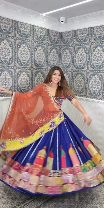 RTC 6474 Navy Blue Color Nice Reyon Digital Printed Patti Work Lehenga Choli Wedding, Party, Festive, Events Etc.   Expected Delivery 4-6 Working Days @2249/- | Bollywood Lehenga, Creative Lehenga, Designer Lehenga, Embroidered Lehenga, Lehenga, Party Wear Lehenga