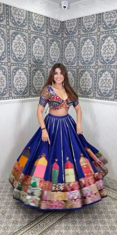 RTC 6474 Navy Blue Color Nice Reyon Digital Printed Patti Work Lehenga Choli Wedding, Party, Festive, Events Etc.   Expected Delivery 4-6 Working Days @2249/- | Bollywood Lehenga, Creative Lehenga, Designer Lehenga, Embroidered Lehenga, Lehenga, Party Wear Lehenga