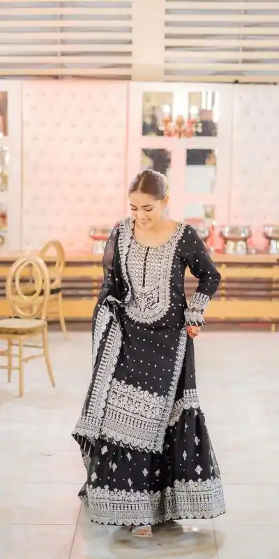 RTC 5766 Black Color Georgette Thread With Sequence Lehenga Choli Wedding, Party, Festive, Events Etc.   Expected Delivery 4-6 Working Days @2999/- | Bollywood Lehenga, Creative Lehenga, Designer Lehenga, Embroidered Lehenga, Lehenga, Party Wear Lehenga