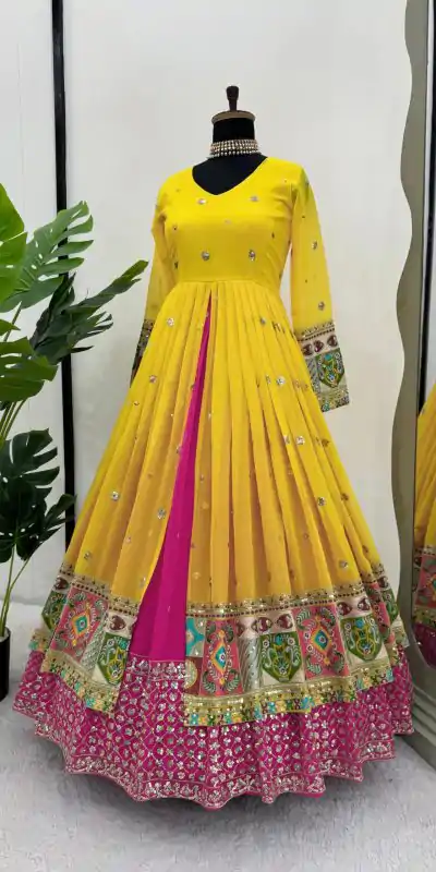 RTC 6453 Yellow Color Georgette Thread Sequence Lehenga Choli Wedding, Party, Festive, Events Etc. Expected Delivery 4-6 Working Days @2649/- | Bollywood Lehenga, Creative Lehenga, Designer Lehenga, Embroidered Lehenga, Lehenga, Party Wear Lehenga