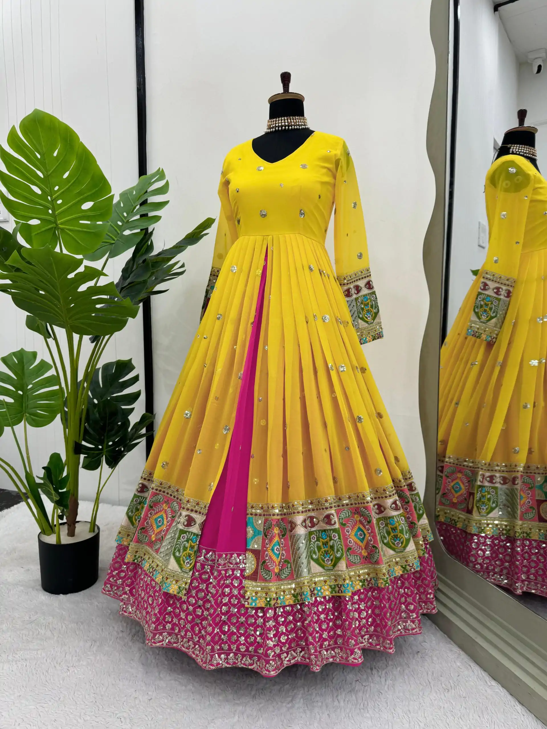 RTC 6453 Yellow Color Georgette Thread Sequence Lehenga Choli Wedding, Party, Festive, Events Etc. Expected Delivery 4-6 Working Days @2649/- | Bollywood Lehenga, Creative Lehenga, Designer Lehenga, Embroidered Lehenga, Lehenga, Party Wear Lehenga
