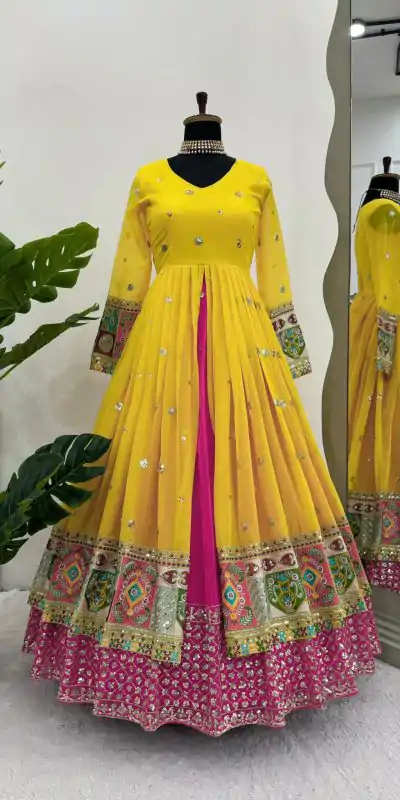RTC 6453 Yellow Color Georgette Thread Sequence Lehenga Choli Wedding, Party, Festive, Events Etc. Expected Delivery 4-6 Working Days @2649/- | Bollywood Lehenga, Creative Lehenga, Designer Lehenga, Embroidered Lehenga, Lehenga, Party Wear Lehenga