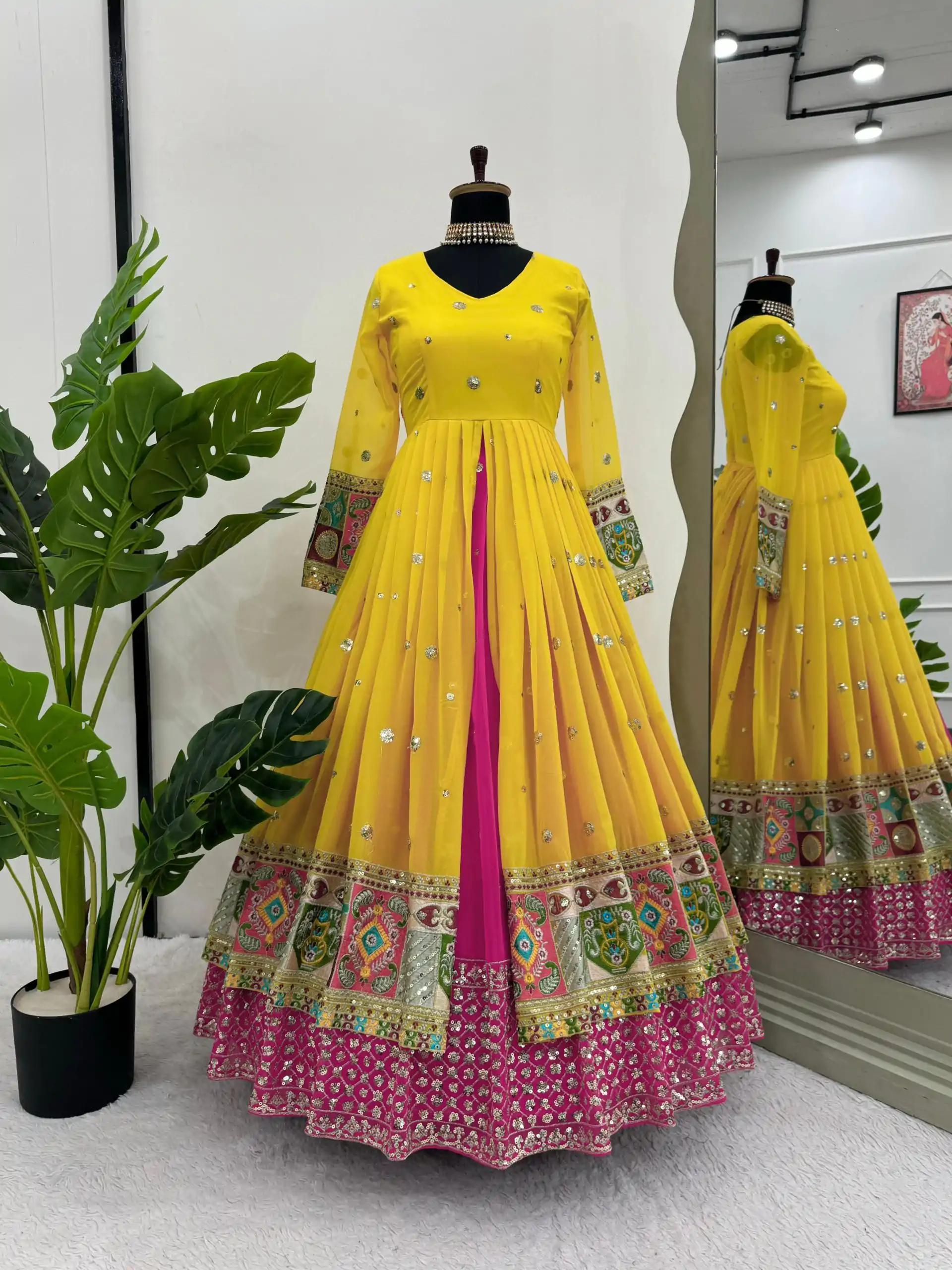 RTC 6453 Yellow Color Georgette Thread Sequence Lehenga Choli Wedding, Party, Festive, Events Etc. Expected Delivery 4-6 Working Days @2649/- | Bollywood Lehenga, Creative Lehenga, Designer Lehenga, Embroidered Lehenga, Lehenga, Party Wear Lehenga