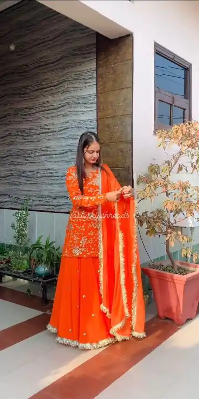 RTC 6462 Orange Color Pretty Georgette Thread Fancy Lace Lehenga Choli Wedding, Party, Festive, Events Etc.   Expected Delivery 4-6 Working Days @2099/- | Bollywood Lehenga, Creative Lehenga, Designer Lehenga, Embroidered Lehenga, Lehenga, Party Wear Lehenga