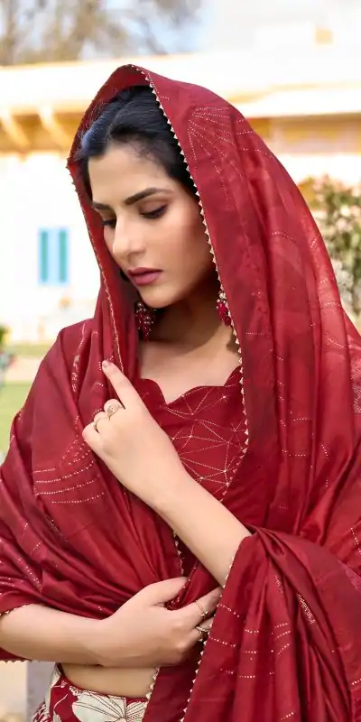 LNB 1213 Red Color Pretty Tussar Silk Floral And Foil Printed Lehenga Choli Wedding, Festive, Events Expected Delivery 4-6 Working Days@2449/- Only | Bollywood Lehenga, Creative Lehenga, Designer Lehenga, Embroidered Lehenga, Lehenga, Party Wear Lehenga