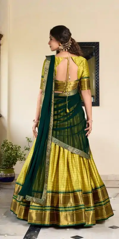 LNB 2050 Parrot Green Color Graceful Cotton Silk Weaving Paithani Concept Lehenga Choli Wedding, Festive, Events Expected Delivery 4-6 Working Days@2049/- | Bollywood Lehenga, Creative Lehenga, Designer Lehenga, Embroidered Lehenga, Lehenga, Party Wear Lehenga