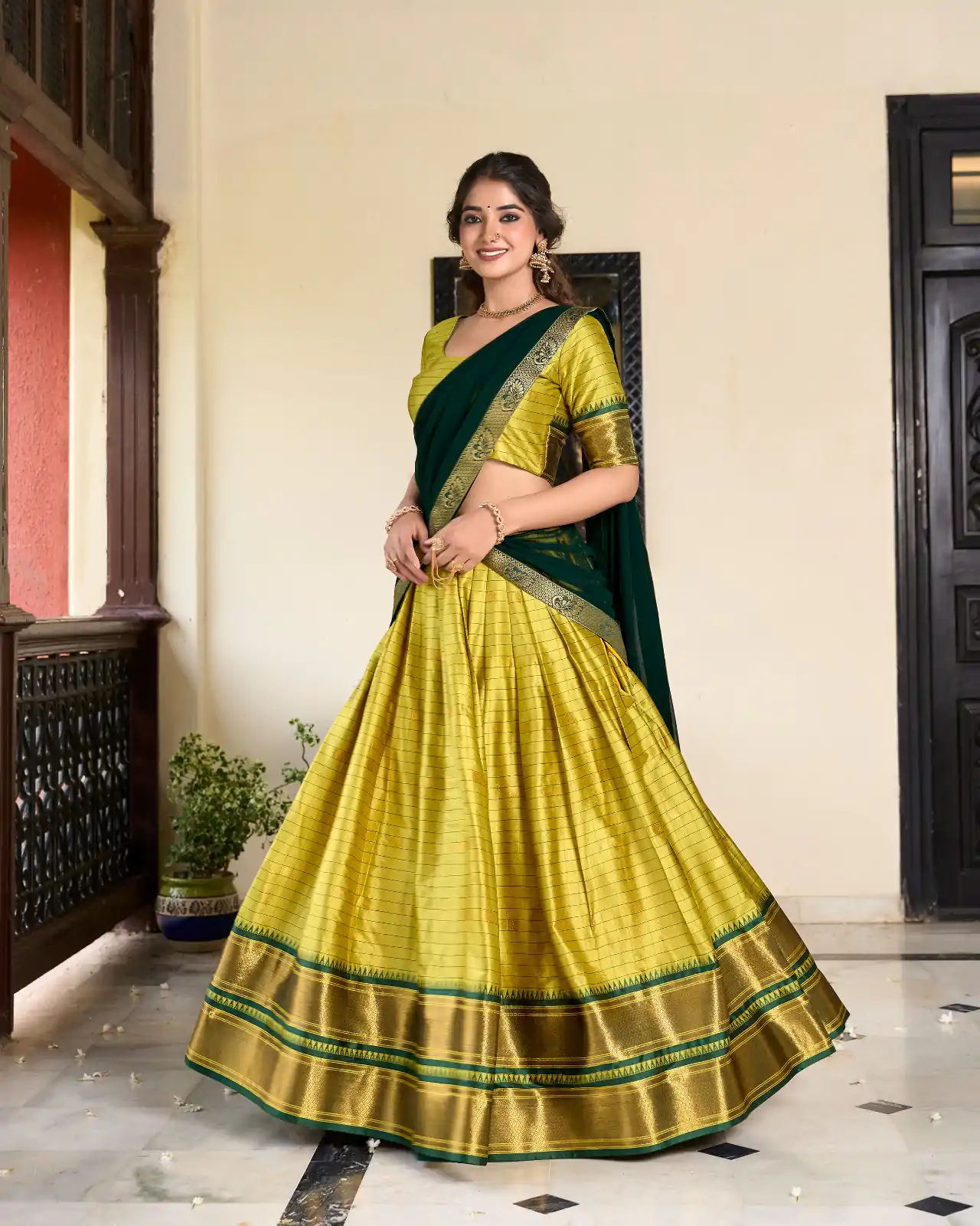 LNB 2050 Parrot Green Color Graceful Cotton Silk Weaving Paithani Concept Lehenga Choli Wedding, Festive, Events Expected Delivery 4-6 Working Days@2049/- | Bollywood Lehenga, Creative Lehenga, Designer Lehenga, Embroidered Lehenga, Lehenga, Party Wear Lehenga