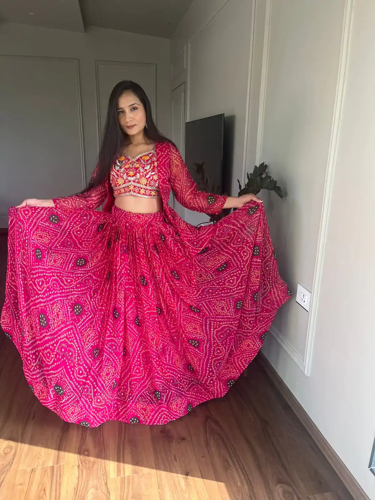  Ram 053 Pink Pure Bandhrej Heavy Embroidery Sequence Lehenga Choli Wedding, Party, Festive, Events Etc.4-6 Working Days@ 2499/-only | Bollywood Lehenga, Creative Lehenga, Designer Lehenga, Embroidered Lehenga, Lehenga, Party Wear Lehenga