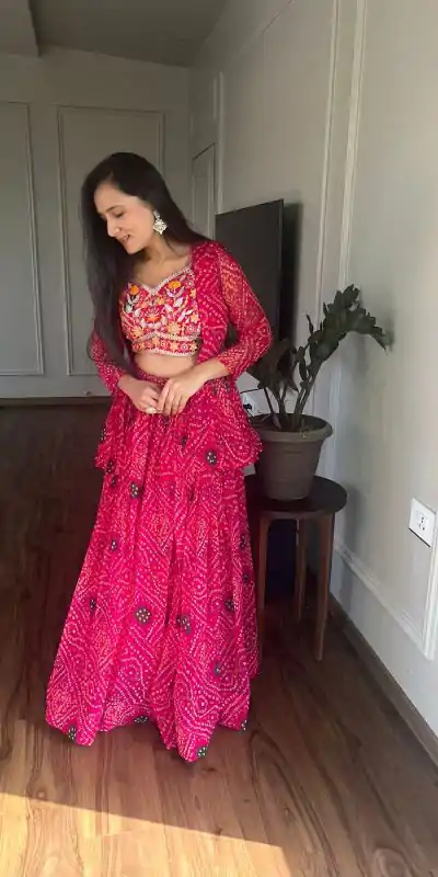  Ram 053 Pink Pure Bandhrej Heavy Embroidery Sequence Lehenga Choli Wedding, Party, Festive, Events Etc.4-6 Working Days@ 2499/-only | Bollywood Lehenga, Creative Lehenga, Designer Lehenga, Embroidered Lehenga, Lehenga, Party Wear Lehenga