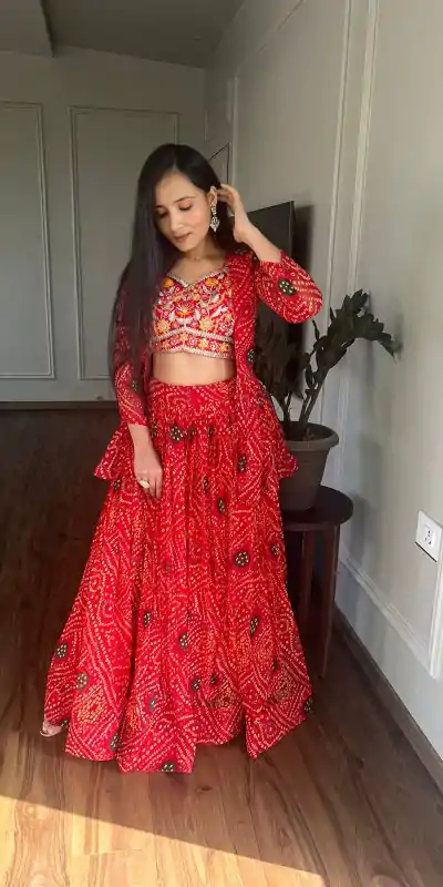  Ram 053 Red Pure Bandhrej Heavy Embroidery Sequence Lehenga Choli Wedding, Party, Festive, Events Etc.4-6 Working Days@ 2499/-only | Bollywood Lehenga, Creative Lehenga, Designer Lehenga, Embroidered Lehenga, Lehenga, Party Wear Lehenga