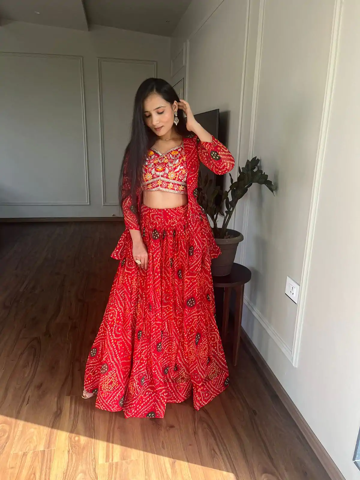  Ram 053 Red Pure Bandhrej Heavy Embroidery Sequence Lehenga Choli Wedding, Party, Festive, Events Etc.4-6 Working Days@ 2499/-only | Bollywood Lehenga, Creative Lehenga, Designer Lehenga, Embroidered Lehenga, Lehenga, Party Wear Lehenga