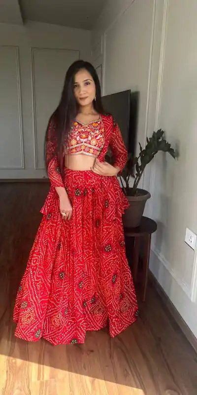  Ram 053 Red Pure Bandhrej Heavy Embroidery Sequence Lehenga Choli Wedding, Party, Festive, Events Etc.4-6 Working Days@ 2499/-only | Bollywood Lehenga, Creative Lehenga, Designer Lehenga, Embroidered Lehenga, Lehenga, Party Wear Lehenga