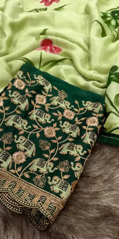 SSS 590 Green Color Georgette Embroidery Sequence work Sequence lace Casual, Wedding, Festive, Events . Expected Delivery  4-6 Working Days @1699/- only | Bollywood Sarees, Creative Sarees, Designer Sarees, Embroidered Sarees, Ethnic Saree, Modern Digital sarees, Party Wear Sarees, Sarees