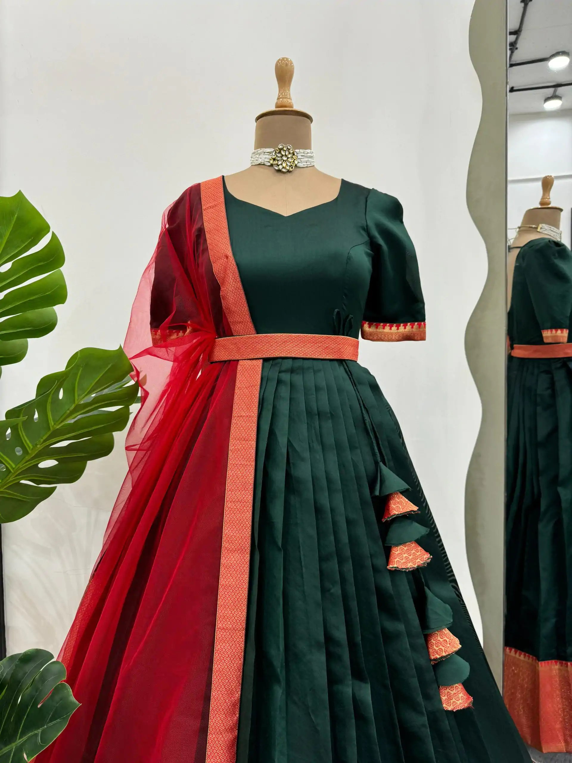 RTC 5773 Green Color Jequed Silk Four side lace broder Plain Gown Wedding, Party, Festive, Events Etc.4-6 Working Days @2099/- only | Bollywood Gowns, Creative Gowns, Designer Gowns, Embroidered Gowns, Gowns, Party Wear Gowns