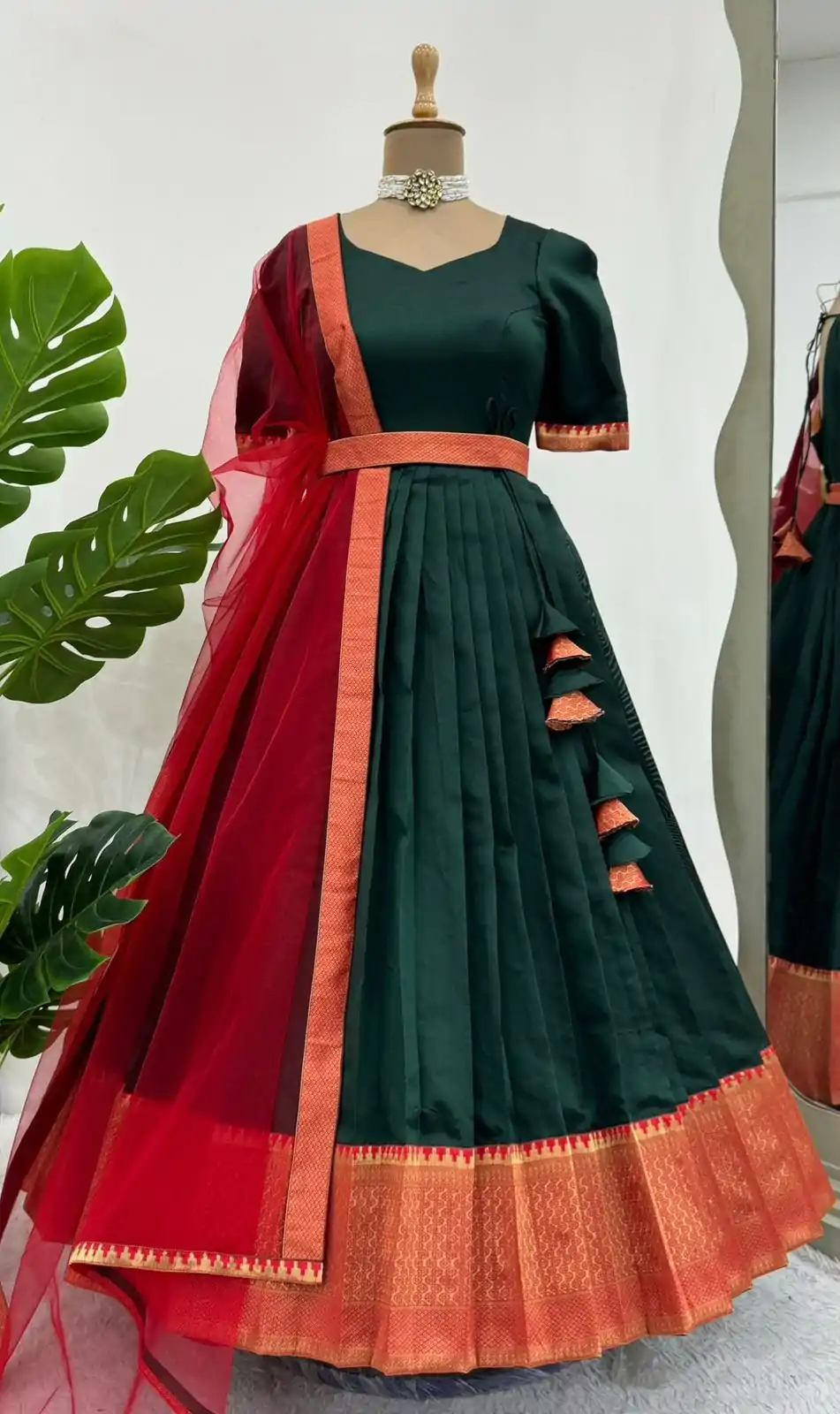 RTC 5773 Green Color Jequed Silk Four side lace broder Plain Gown Wedding, Party, Festive, Events Etc.4-6 Working Days @2099/- only | Bollywood Gowns, Creative Gowns, Designer Gowns, Embroidered Gowns, Gowns, Party Wear Gowns