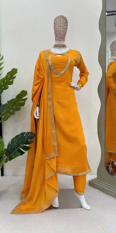 RTC 5774 Yellow Mellow Yellow Color Chinon silk Party Wear Sequnce Sharara Suit Wedding, Party, Festive, Events Etc.4-6 Working Days@2149/- only | Jump Suits, Casual Suits, Creative suits, Designer Suits, Palazzo Suits, Party Wear Suits, Patiala Suits, Salwar suit, Straight Suits