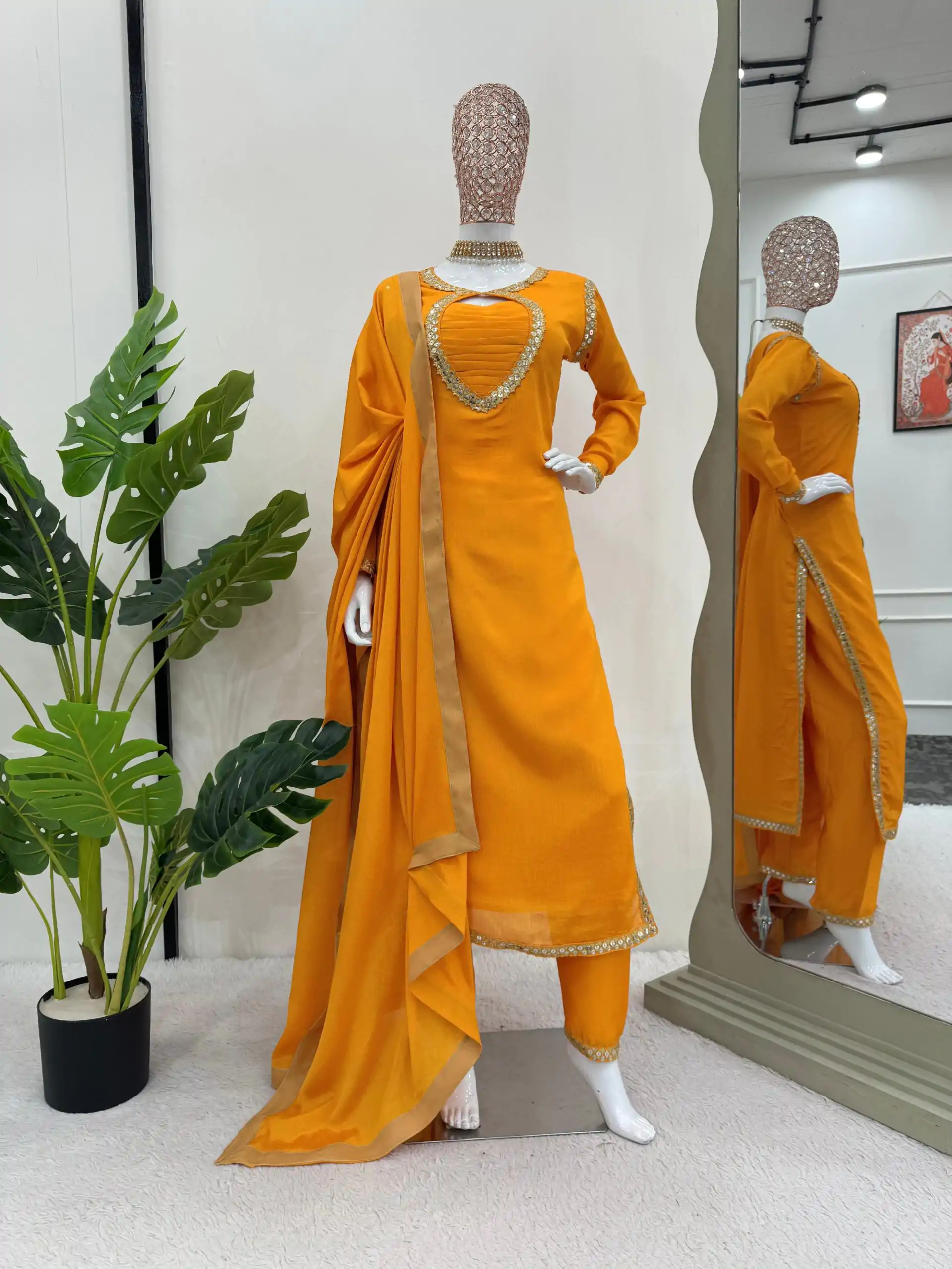 RTC 5774 Yellow Mellow Yellow Color Chinon silk Party Wear Sequnce Sharara Suit Wedding, Party, Festive, Events Etc.4-6 Working Days@2149/- only | Jump Suits, Casual Suits, Creative suits, Designer Suits, Palazzo Suits, Party Wear Suits, Patiala Suits, Salwar suit, Straight Suits