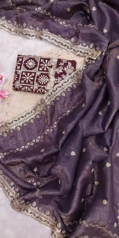 SSS 403 Purple Color Georgette Work Embroidery Work Saree Casual, Party Wear, Wedding, Events Etc.4-6 Working Days@ 2499/- only | Bollywood Sarees, Creative Sarees, Designer Sarees, Embroidered Sarees, Ethnic Saree, Modern Digital sarees, Party Wear Sarees, Sarees
