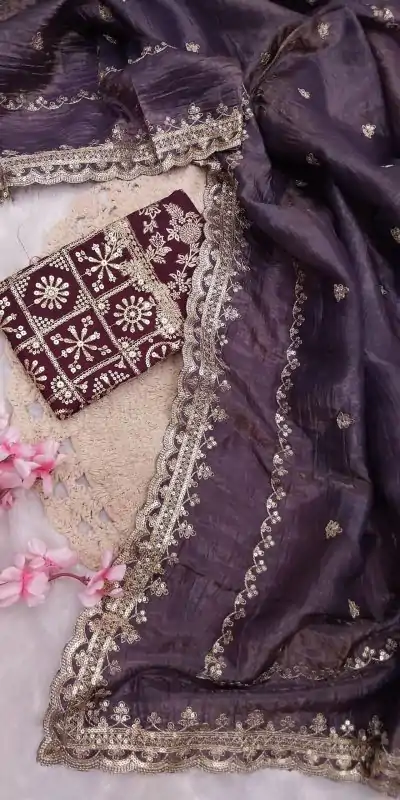 SSS 403 Purple Color Georgette Work Embroidery Work Saree Casual, Party Wear, Wedding, Events Etc.4-6 Working Days@ 2499/- only | Bollywood Sarees, Creative Sarees, Designer Sarees, Embroidered Sarees, Ethnic Saree, Modern Digital sarees, Party Wear Sarees, Sarees