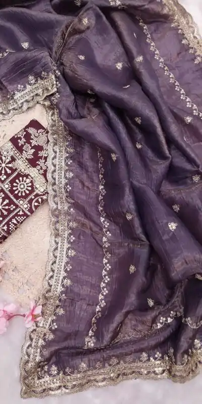 SSS 403 Purple Color Georgette Work Embroidery Work Saree Casual, Party Wear, Wedding, Events Etc.4-6 Working Days@ 2499/- only | Bollywood Sarees, Creative Sarees, Designer Sarees, Embroidered Sarees, Ethnic Saree, Modern Digital sarees, Party Wear Sarees, Sarees