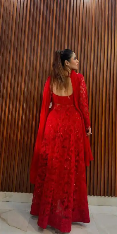 --RTC 5770 Red Color Buttrerfly Net Thread With Sequnce Kurti Casual, Wedding, Party, Festive, Events Etc.4-6 Working Days@2299/- only | Bollywood Kurti, Creative Kurtis, Designer Kurti, Kurti, Party Wear Kurti, Selfie Kurti