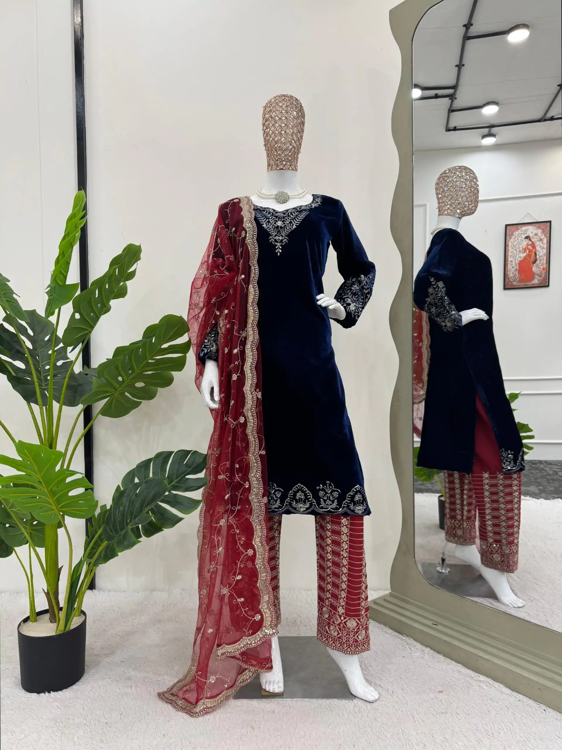 RTC 5777 Navy Blue Color Viscos velvet Thread With Sequnce Salwar Suit Casual, Wedding, Party, Festive, Events Etc.4-6 Working Days@2149/-only | Jump Suits, Casual Suits, Creative suits, Designer Suits, Palazzo Suits, Party Wear Suits, Patiala Suits, Salwar suit, Straight Suits