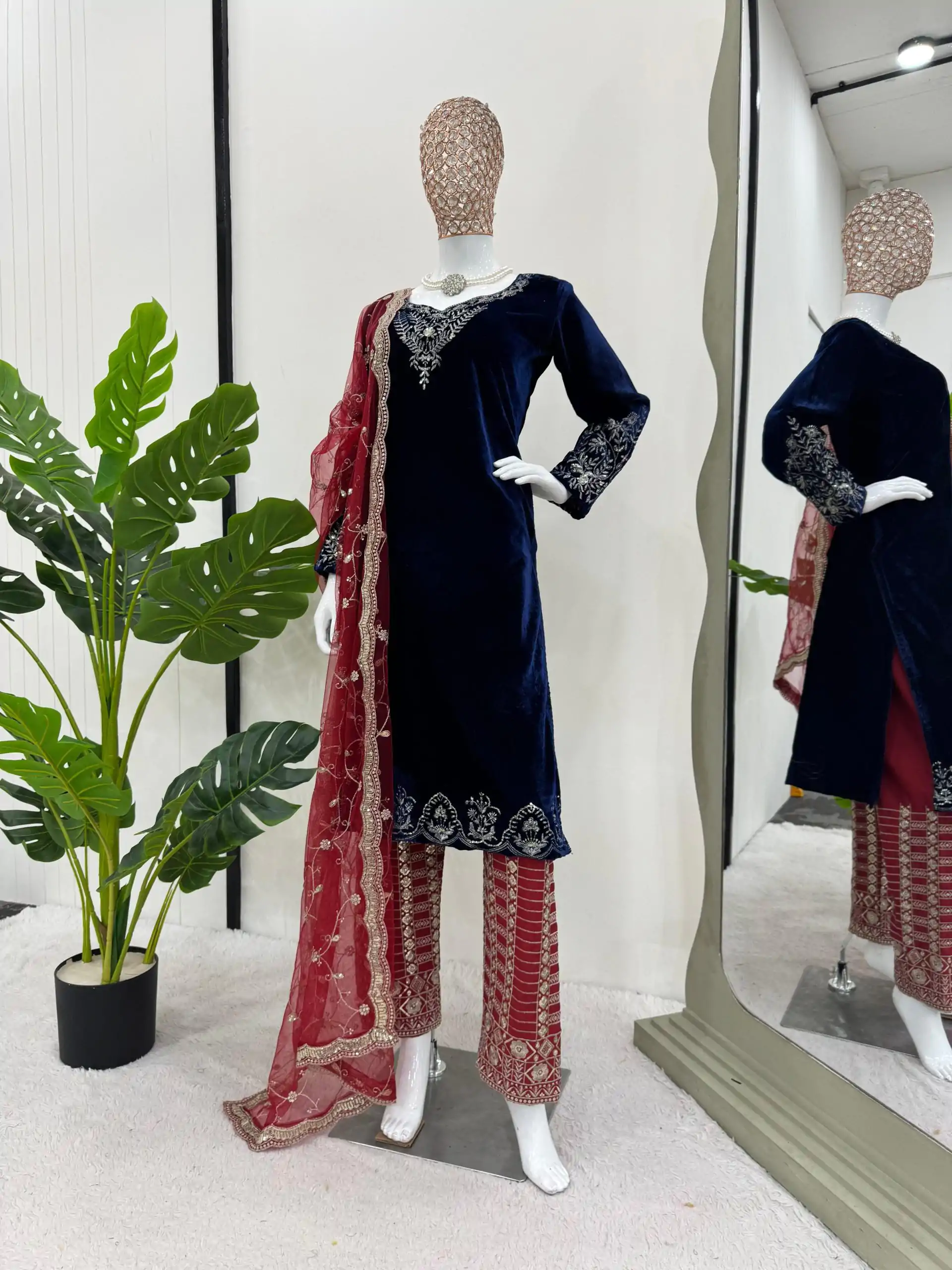 RTC 5777 Navy Blue Color Viscos velvet Thread With Sequnce Salwar Suit Casual, Wedding, Party, Festive, Events Etc.4-6 Working Days@2149/-only | Jump Suits, Casual Suits, Creative suits, Designer Suits, Palazzo Suits, Party Wear Suits, Patiala Suits, Salwar suit, Straight Suits