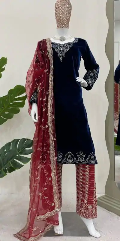 RTC 5777 Navy Blue Color Viscos velvet Thread With Sequnce Salwar Suit Casual, Wedding, Party, Festive, Events Etc.4-6 Working Days@2149/-only | Jump Suits, Casual Suits, Creative suits, Designer Suits, Palazzo Suits, Party Wear Suits, Patiala Suits, Salwar suit, Straight Suits