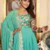  Ram 052 Sea Green Faux Color Fox Georgette Embroider Pure Zecard Work Gown Wedding Party, Festive, Events Etc.4-6 Working Days@2149/- only | Bollywood Gowns, Creative Gowns, Designer Gowns, Embroidered Gowns, Gowns, Party Wear Gowns, Straight Suits