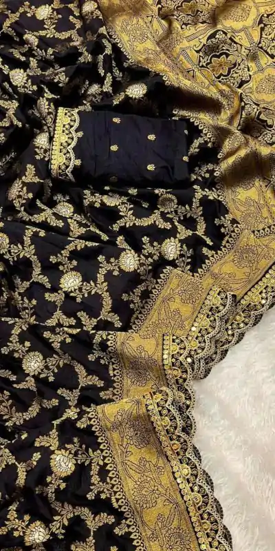 MS 469 Black color Jacquard Weaving With Embroidery Cording Lace Saree Casual, Wedding, Festive, Events . Expected Delivery  4-6 Working Days @1649/- only                                                                                                                                                                    | Bollywood Sarees, Creative Sarees, Designer Sarees, Embroidered Sarees, Ethnic Saree, Modern Digital sarees, Party Wear Sarees, Sarees