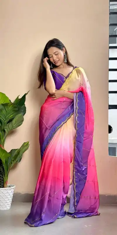 AC Satin Purple Color Soft Georgette Satin With Digital Print Embroidery Work Saree , Wedding, Festive, Events . Expected Delivery  4-6 Working Days @2299/- | Bollywood Sarees, Creative Sarees, Designer Sarees, Embroidered Sarees, Ethnic Saree, Modern Digital sarees, Party Wear Sarees, Sarees