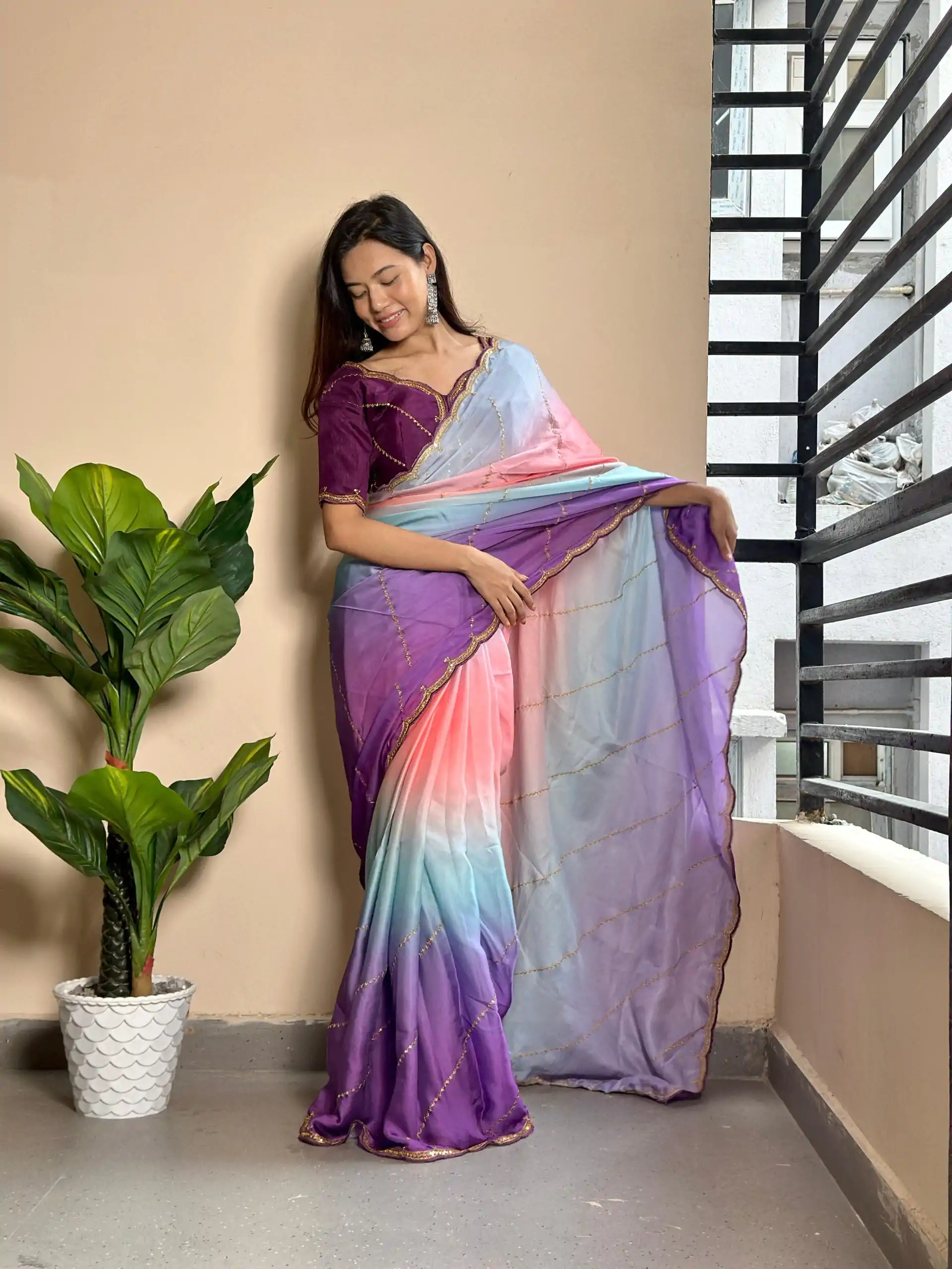 AC Satin Wine Color Soft Georgette Satin With Digital Print Embroidery Work Saree , Wedding, Festive, Events . Expected Delivery  4-6 Working Days @2299/- | Bollywood Sarees, Creative Sarees, Designer Sarees, Embroidered Sarees, Ethnic Saree, Modern Digital sarees, Party Wear Sarees, Sarees