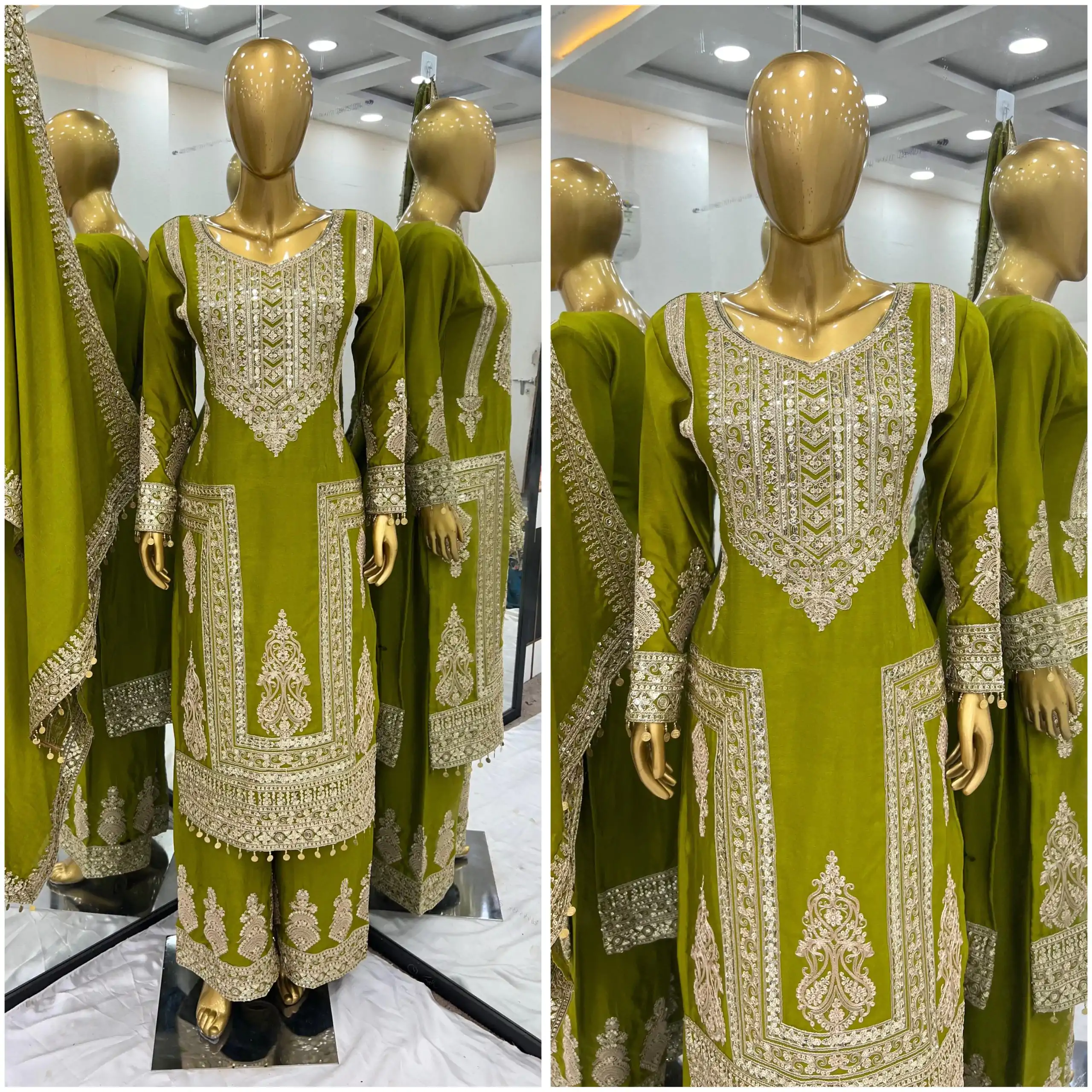 SRK 5237 Mahanadi Green Color Chinnon Silk With Embroidery Coding Dori-Sequence Work Salwar Suit , Wedding, Party, Festive, Events Etc.4-6 Working Days@2399 | Jump Suits, Casual Suits, Creative suits, Designer Suits, Palazzo Suits, Party Wear Suits, Patiala Suits, Salwar suit, Straight Suits