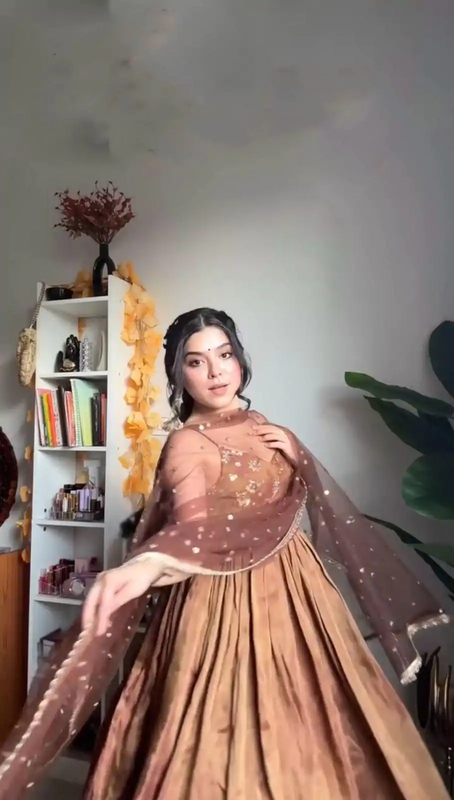 SRK 5239 Brown Color Fendi Silk With Embroidery Sequence Work Anarkali Gown Wedding Party, Festive, Events Etc.4-6 Working Days@1999/- only | Bollywood Gowns, Creative Gowns, Designer Gowns, Embroidered Gowns, Gowns, Party Wear Gowns, Straight Suits