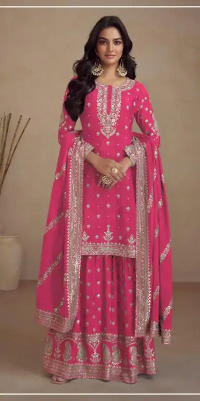 FC 5231 Pink Color Heavy Semi Chinon Silk Codding Embroidery Salwar Suit Casual, Wedding, Party, Festive, Events Etc.4-6 Working Days@ 2899/-only | Jump Suits, Casual Suits, Creative suits, Designer Suits, Palazzo Suits, Party Wear Suits, Patiala Suits, Salwar suit, Straight Suits