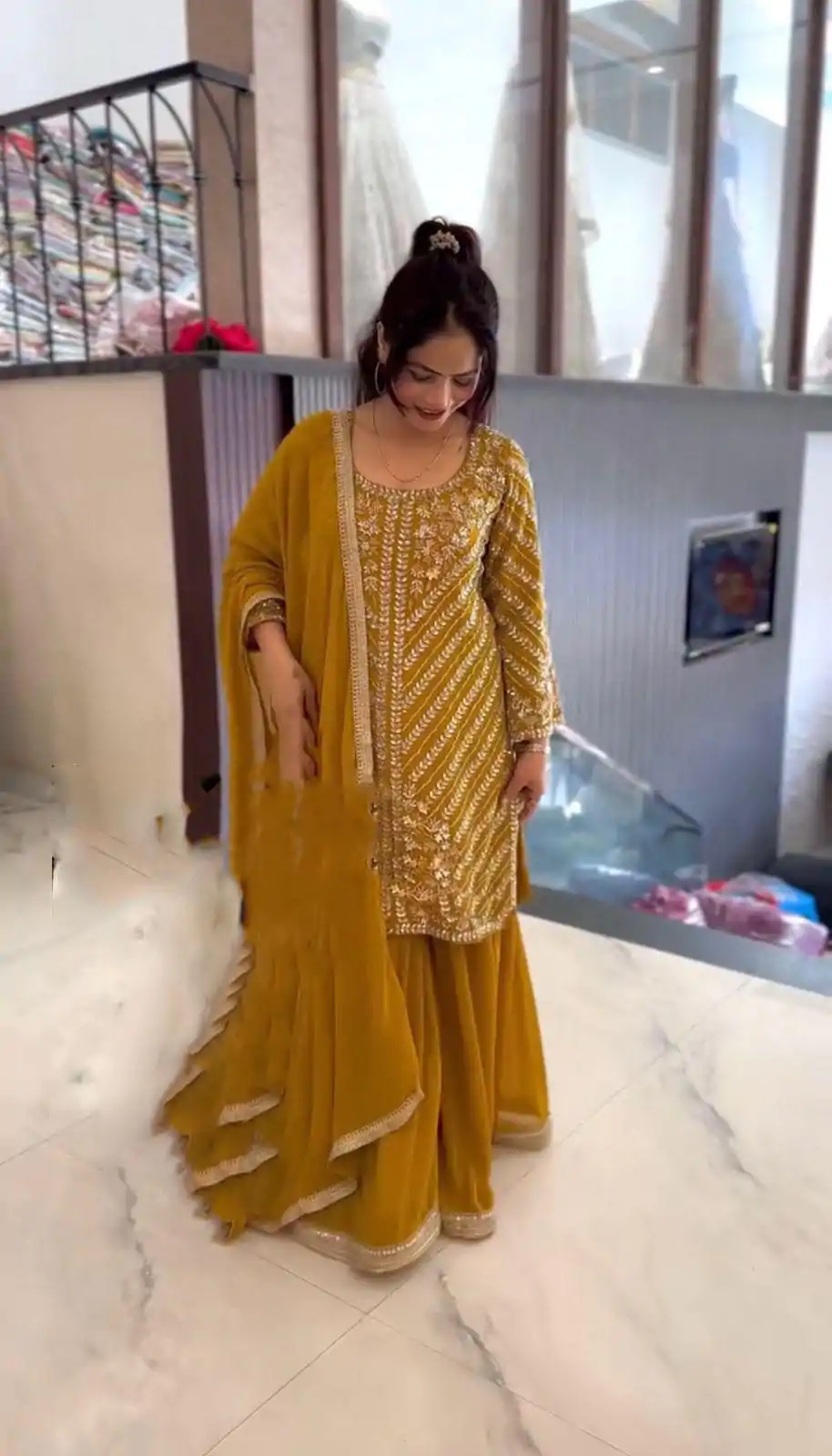 ZSR 3106 Yellow Color Faux Georgette With Embroidery Sequence Work Salwar Suit Casual, Wedding, Party, Festive, Events Etc.4-6 Working Days@ 2049/-only | Jump Suits, Casual Suits, Creative suits, Designer Suits, Palazzo Suits, Party Wear Suits, Patiala Suits, Salwar suit, Straight Suits