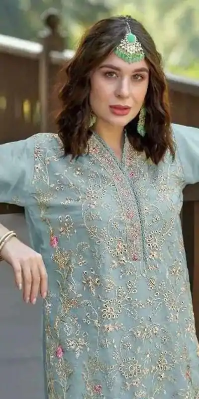 FC 1129 Light Blue Color Organza With Embroidery Sequence Work Salwar Suit Casual, Wedding, Party, Festive, Events Etc.4-6 Working Days@ 2449/-only | Jump Suits, Casual Suits, Creative suits, Designer Suits, Palazzo Suits, Party Wear Suits, Patiala Suits, Salwar suit, Straight Suits