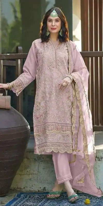 FC 1129 Light Pink Color Organza With Embroidery Sequence Work Salwar Suit Casual, Wedding, Party, Festive, Events Etc.4-6 Working Days@ 2449/-only | Jump Suits, Casual Suits, Creative suits, Designer Suits, Palazzo Suits, Party Wear Suits, Patiala Suits, Salwar suit, Straight Suits