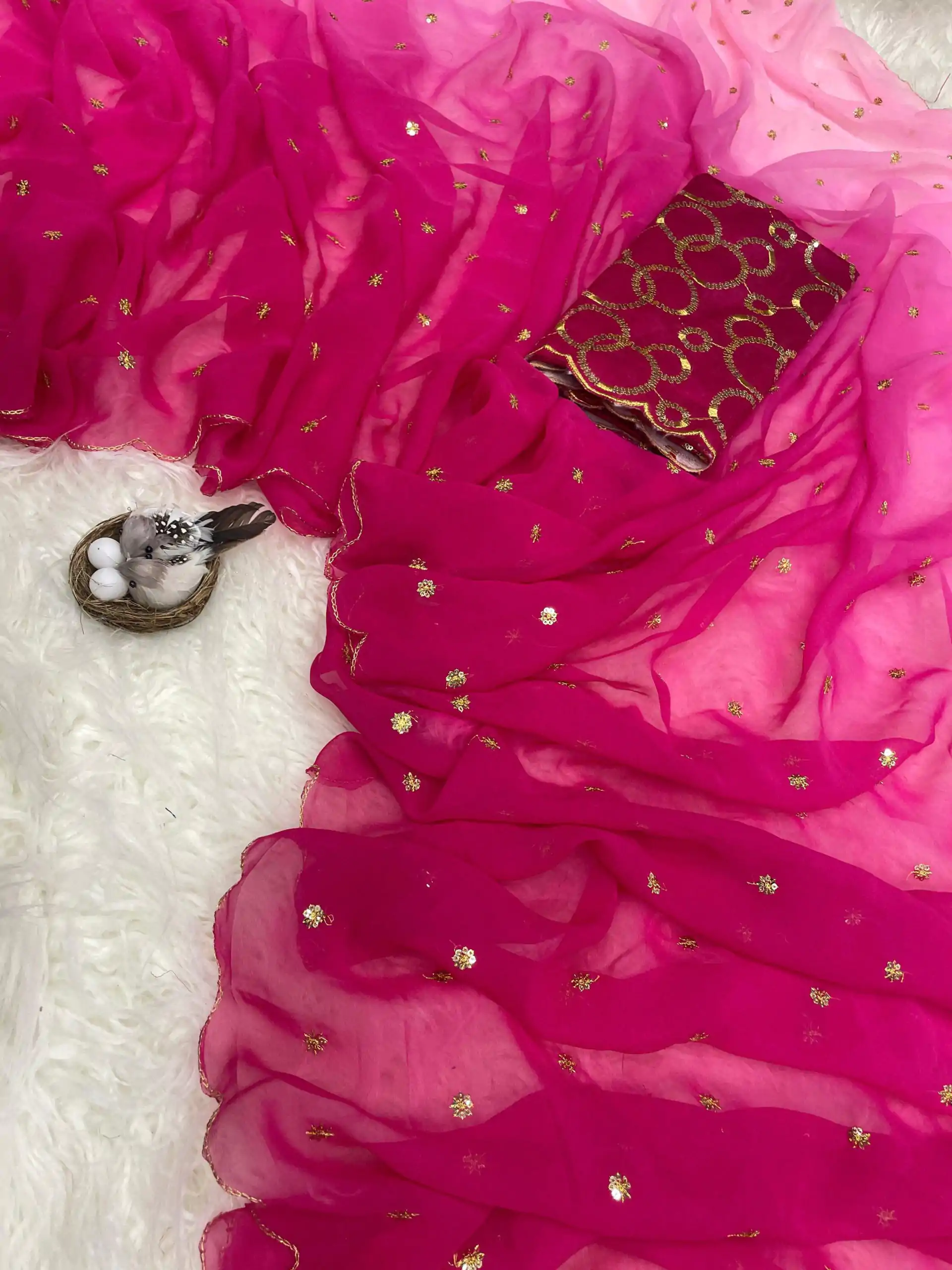 MS 470 Pink color Georgette With Sequence Worked Butti Saree Casual, Wedding, Festive, Events . Expected Delivery  4-6 Working Days @1699/- only                                                                                                                                                                                  | Bollywood Sarees, Creative Sarees, Designer Sarees, Embroidered Sarees, Ethnic Saree, Modern Digital sarees, Party Wear Sarees, Sarees