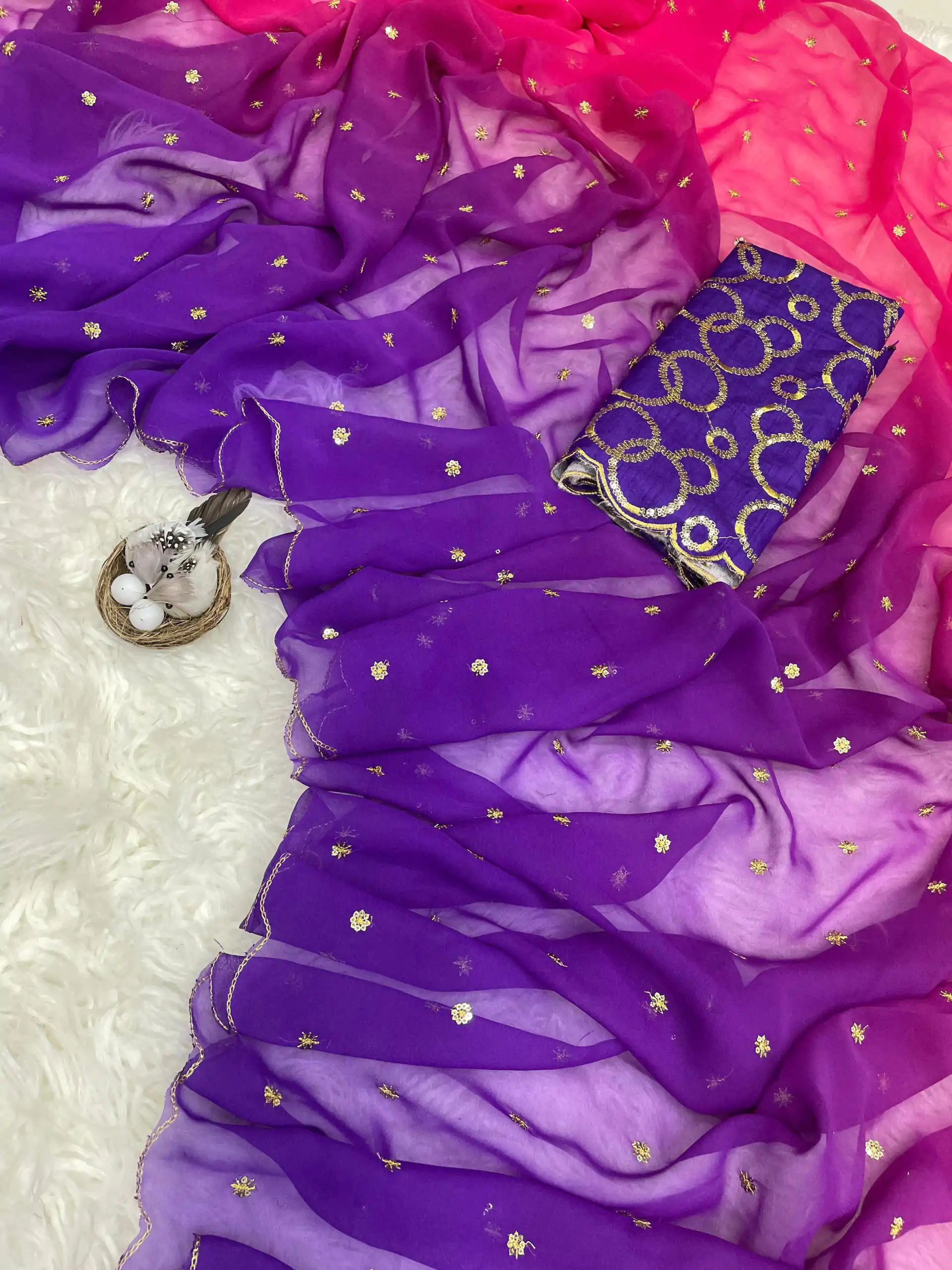 MS 470 Purple color Georgette With Sequence Worked Butti Saree Casual, Wedding, Festive, Events . Expected Delivery  4-6 Working Days @1699/- only                                                                                                                                                                                  | Bollywood Sarees, Creative Sarees, Designer Sarees, Embroidered Sarees, Ethnic Saree, Modern Digital sarees, Party Wear Sarees, Sarees