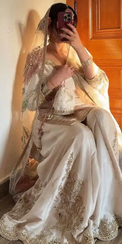 LG 1872 White Color Chinnon Silk With Embroidery Work Sharara Suit Wedding, Party, Festive, Events Etc.  Expected Delivery 4-6 Working Days @2049/- | Jump Suits, Casual Suits, Creative suits, Designer Suits, Palazzo Suits, Party Wear Suits, Patiala Suits, Salwar suit, Straight Suits