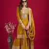 NSR-800 Yellow Color Chinnon Silk With Embroidery Work Sharara Suit Wedding, Party, Festive, Events Etc.  Expected Delivery 4-6 Working Days @2149/- | Jump Suits, Casual Suits, Creative suits, Designer Suits, Palazzo Suits, Party Wear Suits, Patiala Suits, Salwar suit, Straight Suits