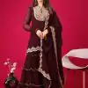 Magical Maroon Color Faux Georgette Embroidery Sequence Work Salwar Suit