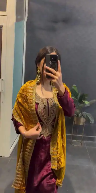 ZSR 3095 Marron Color Velvet With Heavy Embroidery Sequence Salwar Suit Casual, Wedding, Party, Festive, Events Etc.4-6 Working Days@ 1999/-only  | Jump Suits, Casual Suits, Creative suits, Designer Suits, Palazzo Suits, Party Wear Suits, Patiala Suits, Salwar suit, Straight Suits