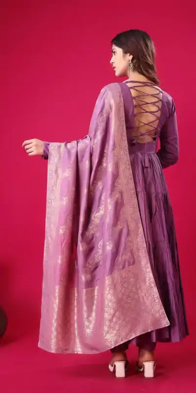 ZSR 3107 Purple Color Roman Silk With Embroidery Sequence Work Anarkali Gown Wedding Party, Festive, Events Etc.4-6 Working Days@1999/- only | Bollywood Gowns, Creative Gowns, Designer Gowns, Embroidered Gowns, Gowns, Party Wear Gowns, Straight Suits