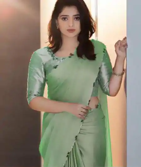 AC Lady Light Green Color Rangoli Silk Handwork And Cutwork With Pearl Saree , Wedding, Festive, Events . Expected Delivery  4-6 Working Days @1899/- only                                                                                                                                             | Bollywood Sarees, Creative Sarees, Designer Sarees, Embroidered Sarees, Ethnic Saree, Modern Digital sarees, Party Wear Sarees, Sarees