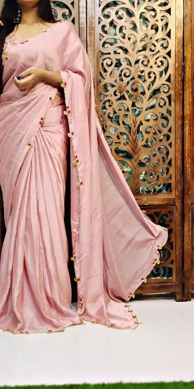 AC Lady Pink Color Rangoli Silk Handwork And Cutwork With Pearl Saree Casual, Wedding, Festive, Events . Expected Delivery  4-6 Working Days @1899/- only                                                                                                                                             | Bollywood Sarees, Creative Sarees, Designer Sarees, Embroidered Sarees, Ethnic Saree, Modern Digital sarees, Party Wear Sarees, Sarees