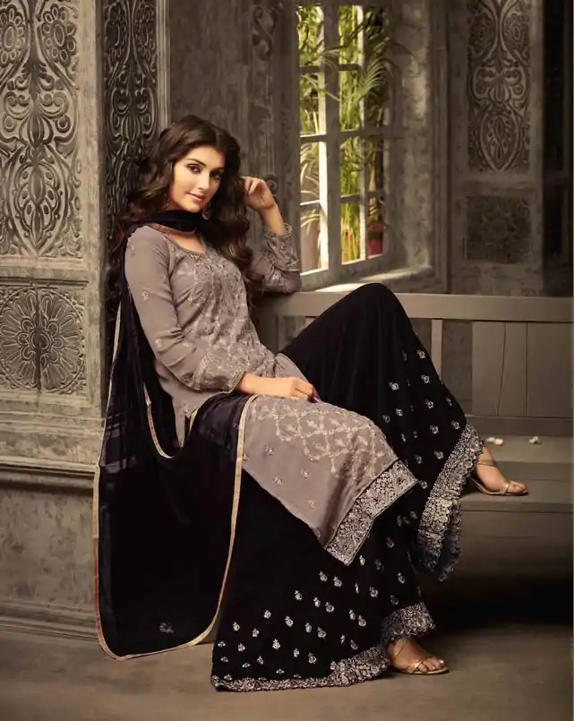 FC 47001 Brown Color Georgette With Embroidery work With Stone Suit Casual, Wedding, Party, Festive, Events Etc.4-6 Working Days@ 1849/-only | Jump Suits, Casual Suits, Creative suits, Designer Suits, Palazzo Suits, Party Wear Suits, Patiala Suits, Salwar suit, Straight Suits