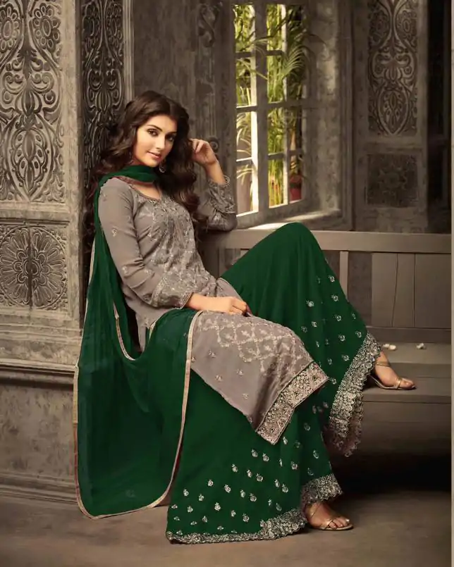 FC 47001 Green Color Georgette With Embroidery work With Stone Suit Casual, Wedding, Party, Festive, Events Etc.4-6 Working Days@ 1849/-only | Jump Suits, Casual Suits, Creative suits, Designer Suits, Palazzo Suits, Party Wear Suits, Patiala Suits, Salwar suit, Straight Suits